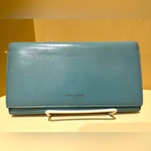 Saint Laurent Baby Blue Leather Continental Wallet